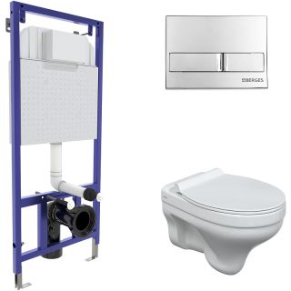 Комплект Berges 4в1 042438: инсталляция NOVUM кнопка L3 хром глянец унитаз Albit S сиденье Top Slim SO